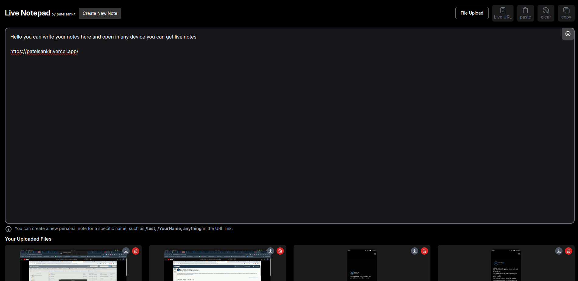 Live Notepad project preview